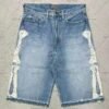 Retro Washed Hip-Hop Letter Print Loose Denim Shorts