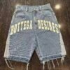 Retro Washed Hip-Hop Letter Print Loose Denim Shorts