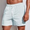 Men's 3D Striped Print Shorts Summer Casual Lightweight Beach Pants