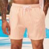 Men's 3D Striped Print Shorts Summer Casual Lightweight Beach Pants