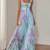 Floral Print Pleated Dress Summer A-Line Sleeveless Midi Dresses Women's Clothing