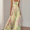 Floral Print Pleated Dress Summer A-Line Sleeveless Midi Dresses Women's Clothing