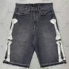 Retro Washed Hip-Hop Letter Print Loose Denim Shorts