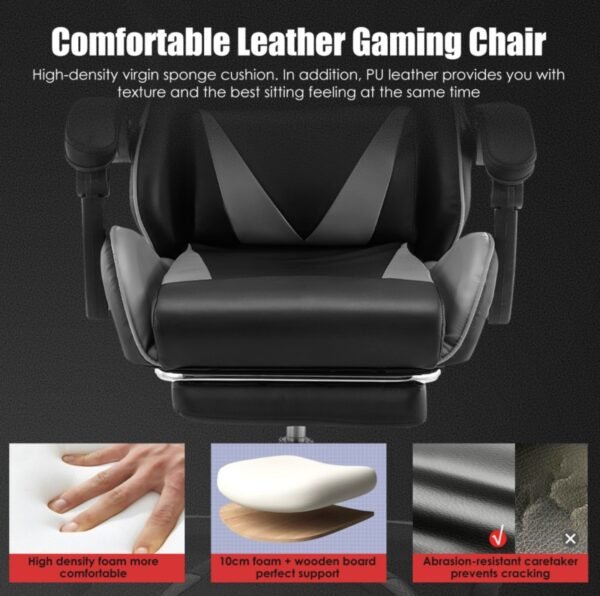 Massage Office Chair Gaming Computer Desk Swivel Recliner Chair Leather Footrest