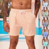 Men's 3D Striped Print Shorts Summer Casual Lightweight Beach Pants