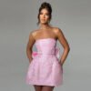 Women's Tube Top Dress With Big Bow Fashion Summer Sleeveless Pary Evenning Dresses