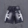 Retro Washed Hip-Hop Letter Print Loose Denim Shorts