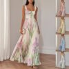 Floral Print Pleated Dress Summer A-Line Sleeveless Midi Dresses Women's Clothing