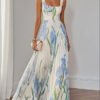 Floral Print Pleated Dress Summer A-Line Sleeveless Midi Dresses Women's Clothing