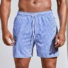Men's 3D Striped Print Shorts Summer Casual Lightweight Beach Pants