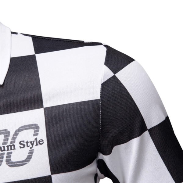 Checkered Short-Sleeve Letter-Printed Casual Fashion T-Shirt