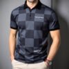 Checkered Short-Sleeve Letter-Printed Casual Fashion T-Shirt