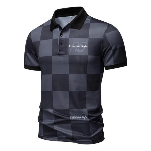 Checkered Short-Sleeve Letter-Printed Casual Fashion T-Shirt