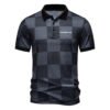 Checkered Short-Sleeve Letter-Printed Casual Fashion T-Shirt