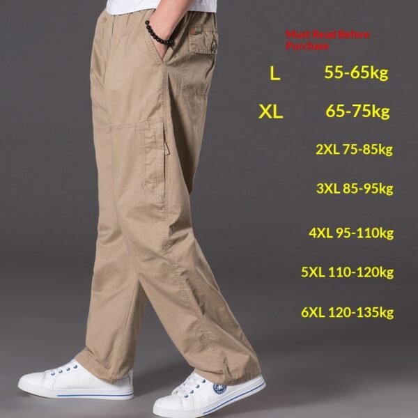 Men's Washed Casual Pants Multi-Pocket Plus-Size Work Trousers