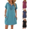 Women's Loose Short Sleeve Pocket Dress