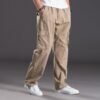 Men's Washed Casual Pants Multi-Pocket Plus-Size Work Trousers