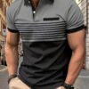 Casual Striped Shirt With Chest Pocket Men Clothing