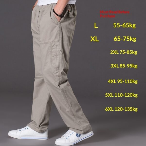 Men's Washed Casual Pants Multi-Pocket Plus-Size Work Trousers