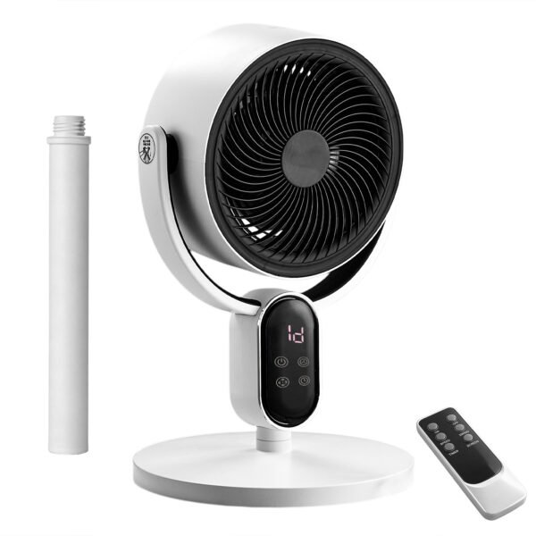 188102e5-8b2c-4618-936e-045d6a23d086.jpg Air Circulator Fan, 110V 40W Standing Desk 2-in-1 Fan With Remote, LED Display, 3 Speeds & 12H Timer, Auto Horizontal Oscillation, Vertical Manual Adjustment