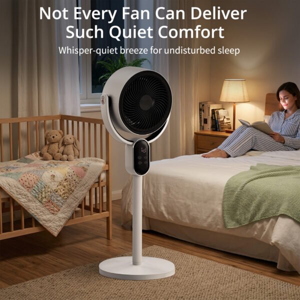 4d5bb05c-009b-46a9-a521-008064f48038.jpg Air Circulator Fan, 110V 40W Standing Desk 2-in-1 Fan With Remote, LED Display, 3 Speeds & 12H Timer, Auto Horizontal Oscillation, Vertical Manual Adjustment