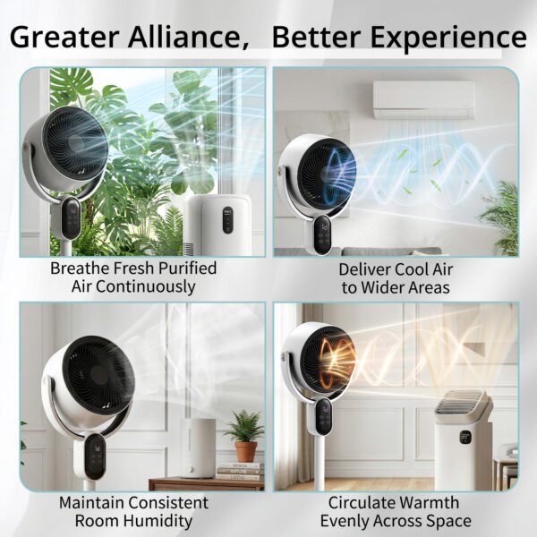 547a0ba6-f83b-417b-91e9-77a0bb4cc61a.jpg Air Circulator Fan, 110V 40W Standing Desk 2-in-1 Fan With Remote, LED Display, 3 Speeds & 12H Timer, Auto Horizontal Oscillation, Vertical Manual Adjustment