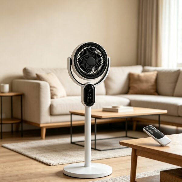 7c2eb97b-ecf0-4dd3-b4f0-502ea77104fc.jpg Air Circulator Fan, 110V 40W Standing Desk 2-in-1 Fan With Remote, LED Display, 3 Speeds & 12H Timer, Auto Horizontal Oscillation, Vertical Manual Adjustment