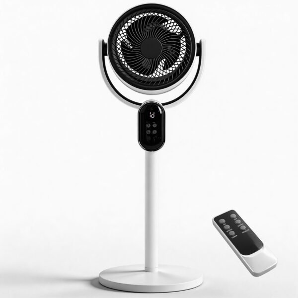dce2426f-f07c-448b-9df1-7b499c0677ee.jpg Air Circulator Fan, 110V 40W Standing Desk 2-in-1 Fan With Remote, LED Display, 3 Speeds & 12H Timer, Auto Horizontal Oscillation, Vertical Manual Adjustment