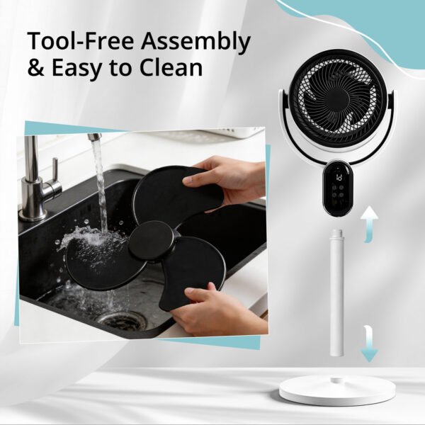 fcd4fdf5-8ef0-470b-9527-d6c6607233a1.jpg Air Circulator Fan, 110V 40W Standing Desk 2-in-1 Fan With Remote, LED Display, 3 Speeds & 12H Timer, Auto Horizontal Oscillation, Vertical Manual Adjustment